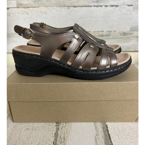 Clarks womens 8.5 LexiMarigold bronze slingback slip on sandal leather open toe - Picture 4 of 8